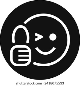 smiley face icon with black and white thumbs up