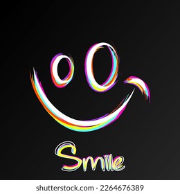 smiley face icon illustration of colorful brush strokes