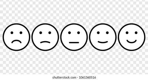 Smiley face icon set isolated on white background. Different smiley face icon. rating symbols
