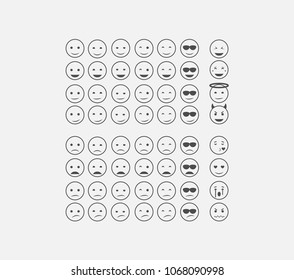 Smiley face icon set . Vector