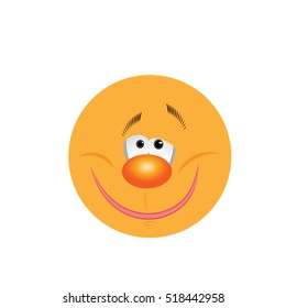 Smiley face icon or yellow emoticon with emotional funny face isolated in white background. For use as logos on cards, in printing, posters, invitations, web design and other purposes.