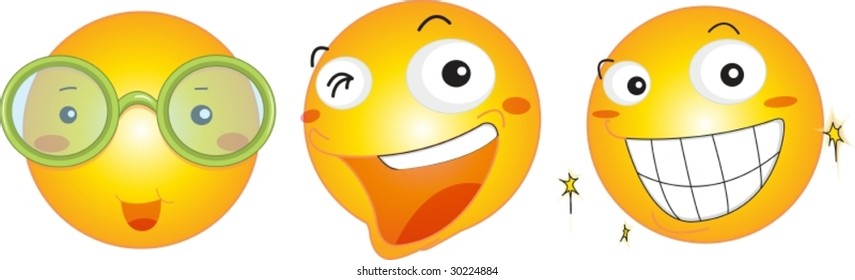 smiley face illustration collection on white