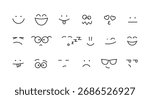 smiley face line icons set editable stroke different emotions feeling Smile Icon isolated on white , smiley icons Happy, neutral and sad emoji icon