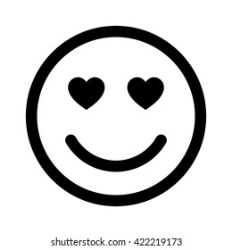 Smiley Face In Love Line Art Vector Icon For Apps And Websites