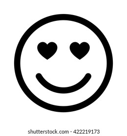 Smiley face in love line art vector icon for apps and websites