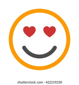 Smiley face in love line art vector color icon for apps and websites