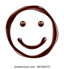 Smiley face made of chocolate syrup. Vector Illustration