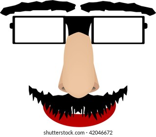 Smiley face mask with glasses and mustache