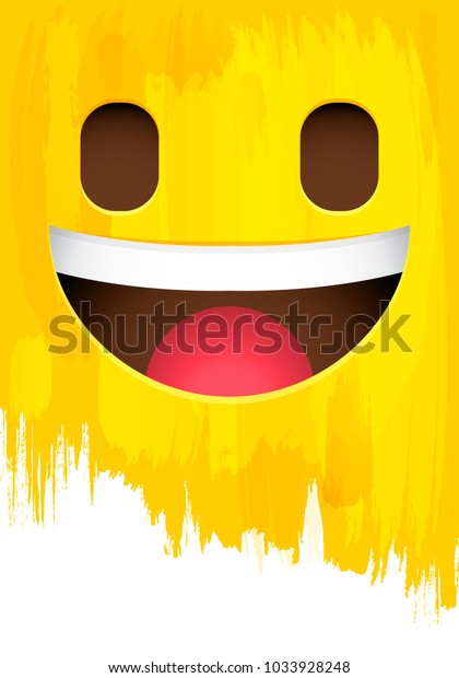 Smiley Face On Yellow Paint Wall Stock Vector Royalty Free 1033928248