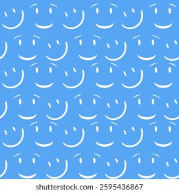 Smiley face pattern with blue background. Vector illustration