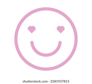 Smiley face with pink hearts eyes. Happy Valentine's day, love symbol Vector illustration on white background	
