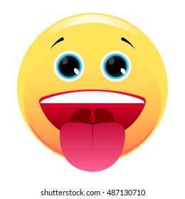 Smiley. Face with protruding tongue. Isolated on white background.