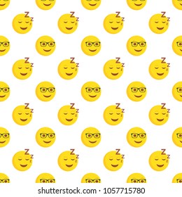 Smiley face seamless pattern. Vector background.