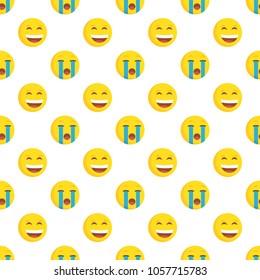 Smiley face seamless pattern. Vector background.