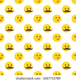 Smiley face seamless pattern. Vector background.
