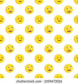 Smiley face seamless pattern. Vector background.