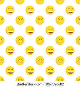 Smiley face seamless pattern. Vector background.
