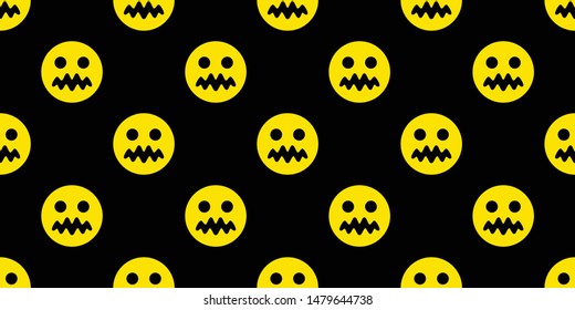 smiley face seamless pattern vector emoji icon Halloween skull ghost scarf isolated repeat wallpaper tile background cartoon illustration design