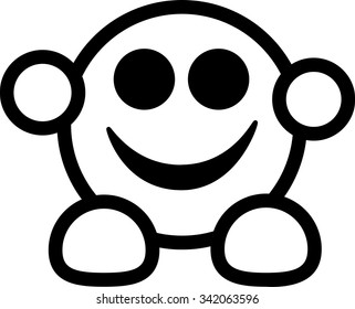 smiley face smiles black, with hands and feet, eyes and mouth, vector