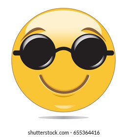 Smiley face with sun glasses emoticon.