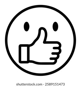 Smiley Face with Thumbs Up Icon Representing Morale, Motivation, and Encouragement