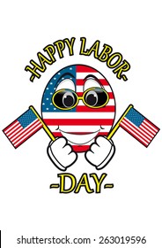 Smiley face as the US flag, Happy Labor Day