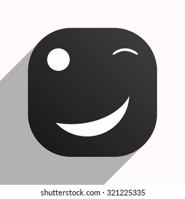 Smiley Face. vector design, black button for Mobile Applications