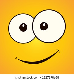Smiley face. Vector illustration. Cute happy face. Yellow smile poster