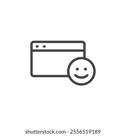 Smiley face with a web page icon Vector logo outline