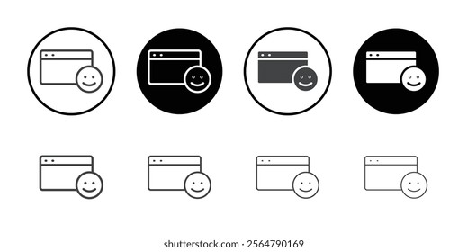 Smiley face with a web page icon simple vector symbol