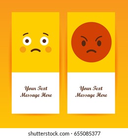 Smiley faces design elements. Vector illustration. Background with feelings. All emotions concept.