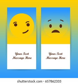 Smiley faces design elements. Vector illustration. Background with feelings. All emotions concept.