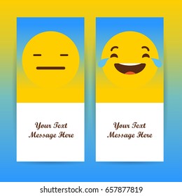 Smiley faces design elements. Vector illustration. Background with feelings. All emotions concept.