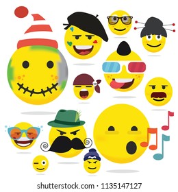 Smiley faces group of vector emoticon characters