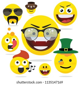 Smiley faces group of vector emoticon characters