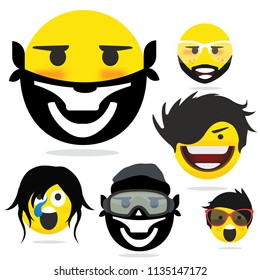 Smiley faces group of vector emoticon characters