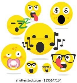 Smiley faces group of vector emoticon characters