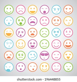 smiley faces icons cartoon set 