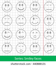 Smiley faces icons set