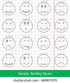 Smiley faces icons set