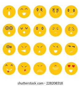 smiley faces icons set on white background vector : business concept