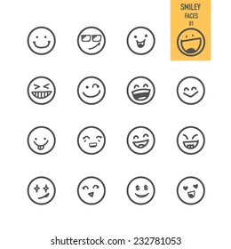 Smiley Faces Icons. Vector Illustration.