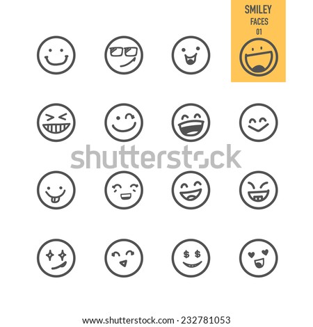 Smiley faces icons. Vector illustration.