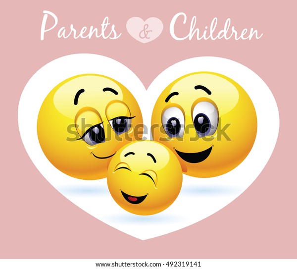 Smiley Family Vector Illustration Happy Family Stockvektor (royaltyfri ...