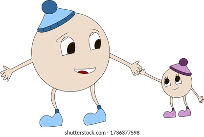 The smiley of a father with a daughter dressed in warm clothes 
