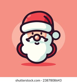 smiley festive merry santa claus vector simple vibrant cheerful flat graphic cartoon character for christmas celebration poster card, greeting card, icon, clipart, emblem. for holiday design