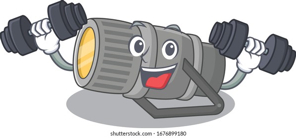 Smiley Fitness exercise underwater flashlight cartoon character raising barbells