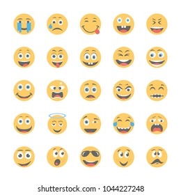Smiley Flat Icons Set 10