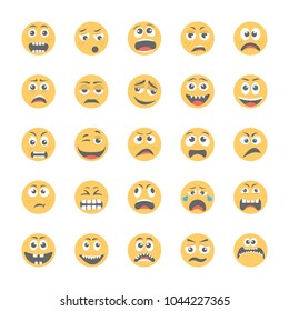 Smiley Flat Icons Set 12