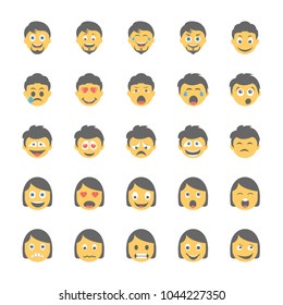 Smiley Flat Icons Set 16